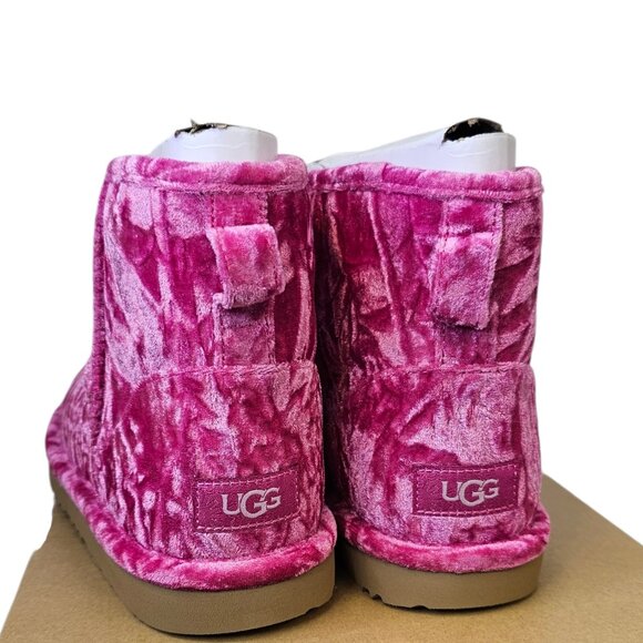 UGG Mini Velvet Classic Bootie, Ugg Plush, Pink, Kids/Womens, 6 Youth 8 Womens - Picture 7 of 11